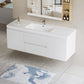 Modern Floating Bathroom Vanity with Resin Top Basin & Soft Close Drawers - Wall-Mounted Storage Cabinet color: White