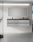 Grey floating vanity 72 x 19 mounted on wall in modern bathroom | Ace Decor