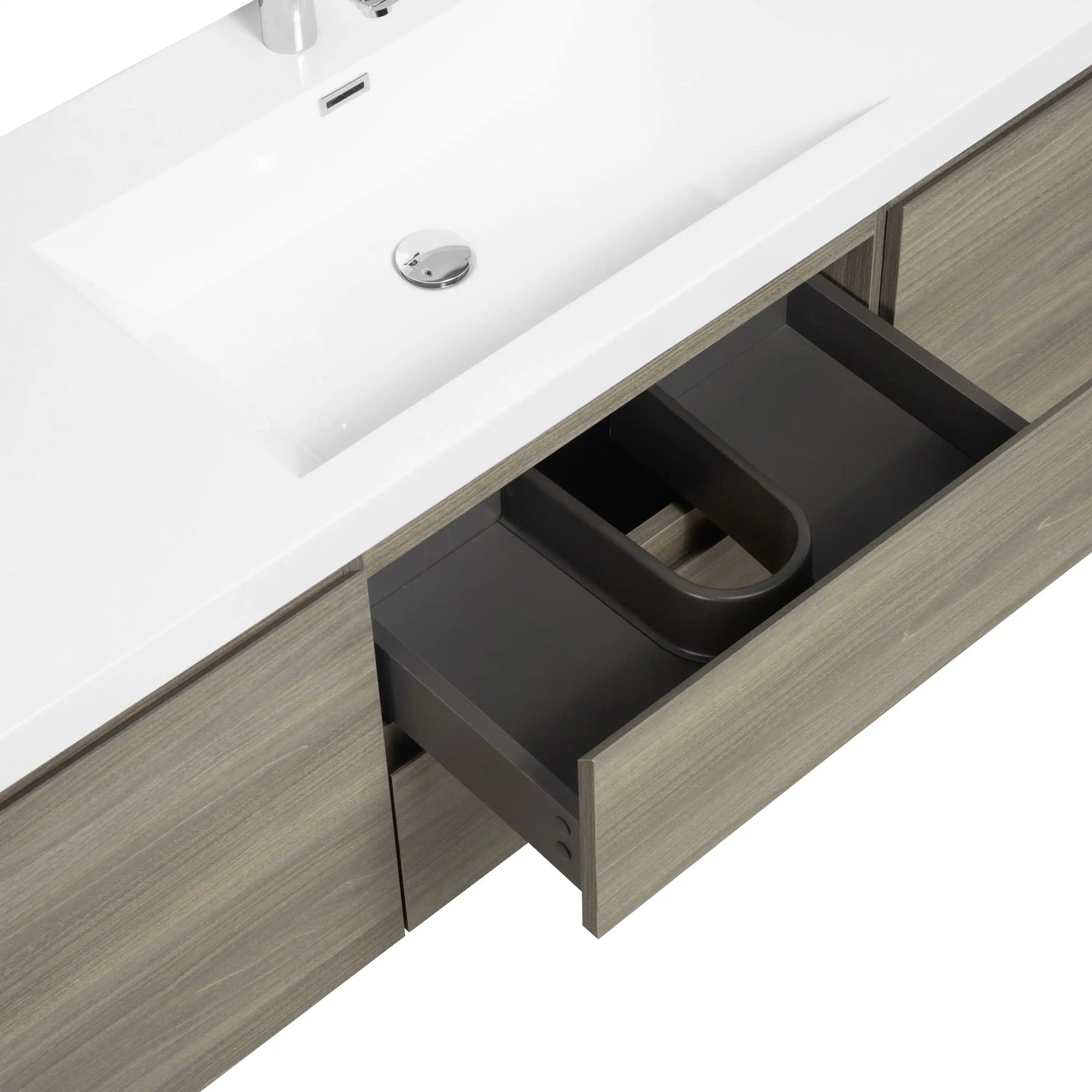 59 inch vanity single sink integrated solid surface basin close-up detail | Ace Decor
