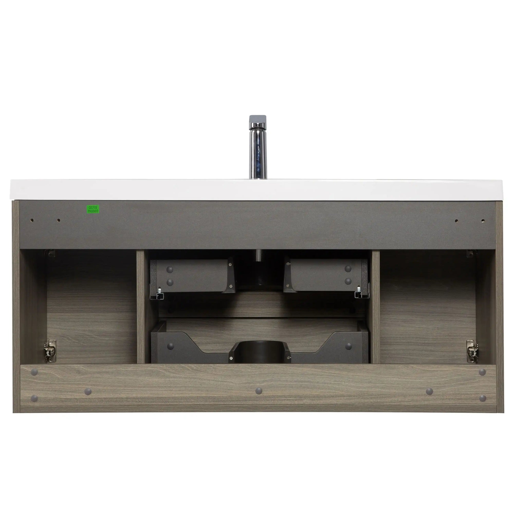 48 inch bathroom vanity back view highlighting wall-mounted structure and plumbing space | Ace Decor
