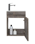 16" Birch Floating Bathroom Vanity with Resin Sink and Soft Close Doors color: Grey