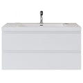 Oakmere Series 42" White Bathroom Floating Vanity with Resin Sink & 2 Soft-Close Drawers
