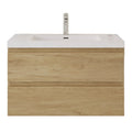 Oakmere Series 36" Natural Oak Bathroom Floating Vanity with Resin Sink & 2 Soft-Close Drawers