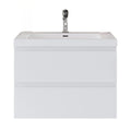 Oakmere Series 30" White Bathroom Floating Vanity with Resin Sink & 2 Soft-Close Drawers