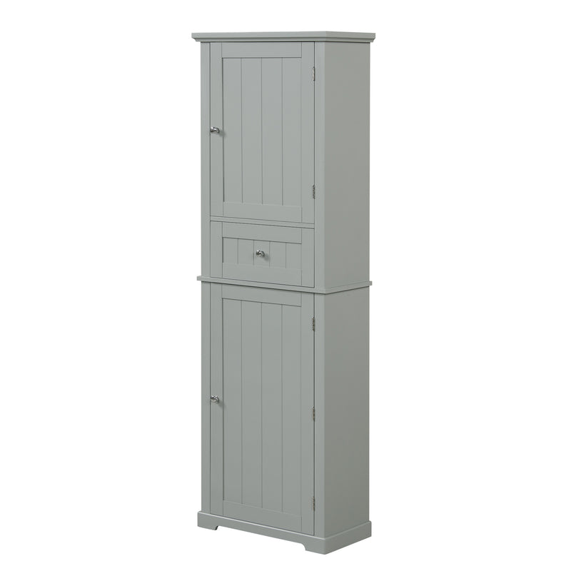 Norrin 67.3" Grey Tall Narrow Bathroom Storage Cabinet with Drawer & Shelves
