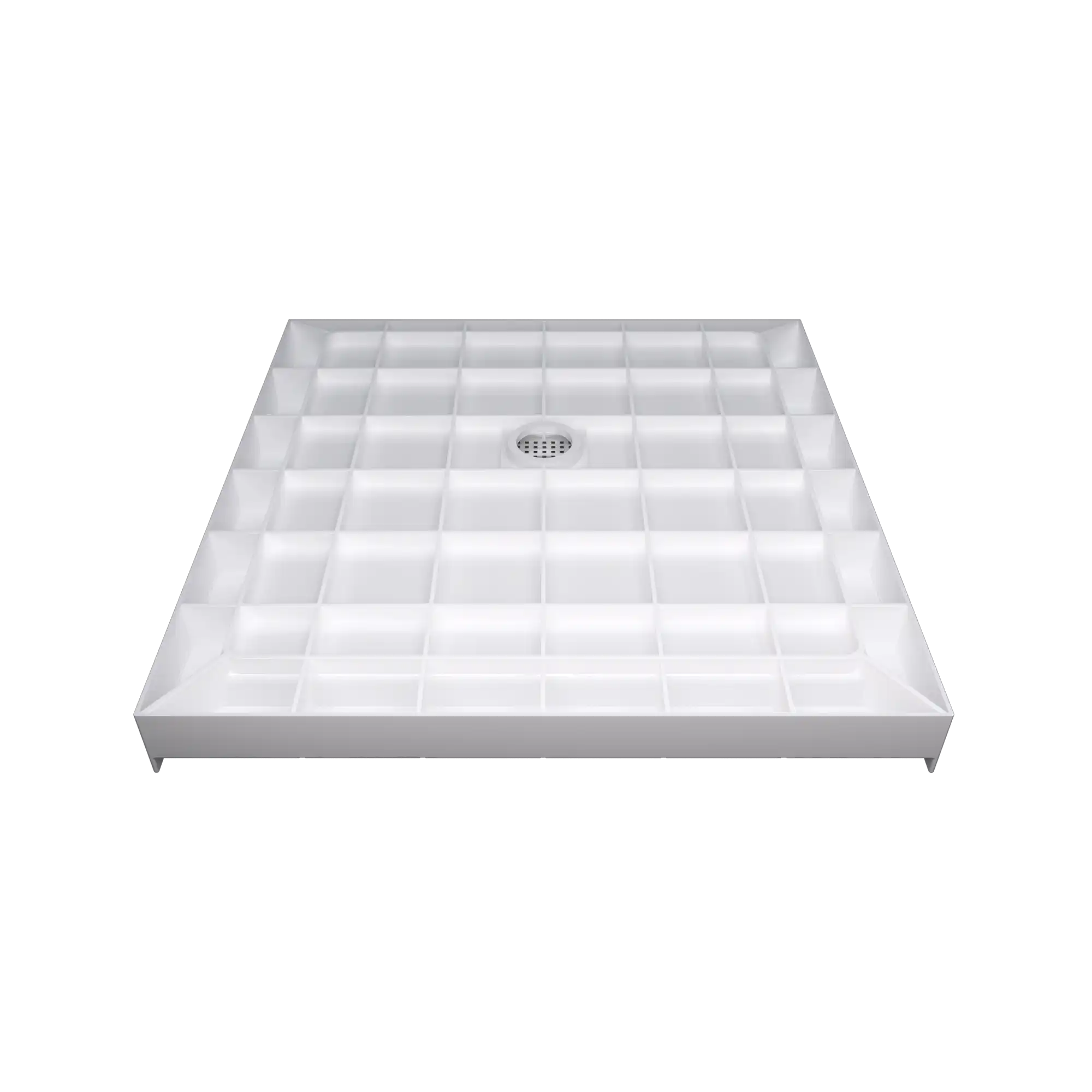 Alcova Series 36" x 36" Non-Slip White One Piece Shower Base - Center Drain, Ready for Tile &amp; Easy Fit