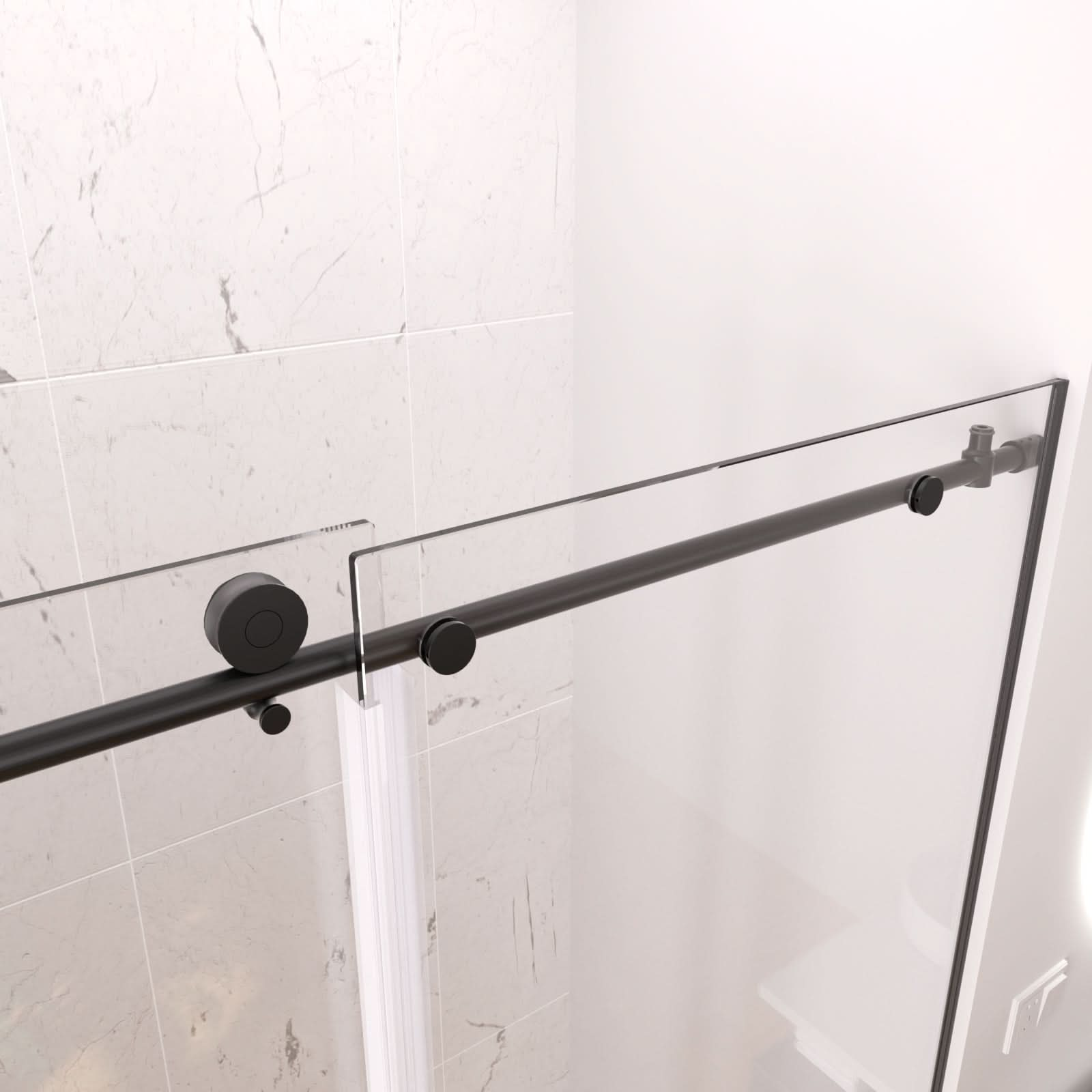 Sliding Shower Doors Stainless Steel Frameless color:Matte Black