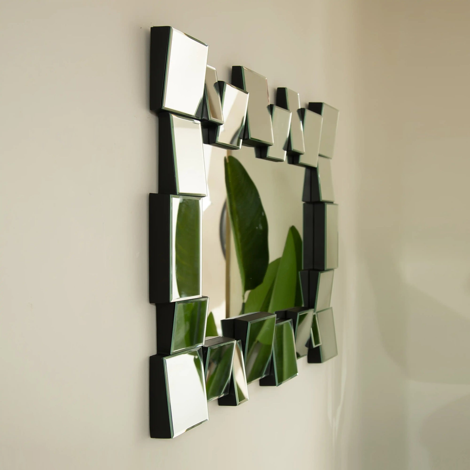 Side angle showing the depth and beveled edges of the 39 x 29 modern decorative mirror frame | Ace Decor