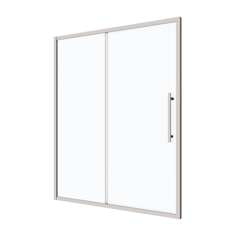 Brivio Series 54" x 72" Chrome Framed Single Sliding Shower Door - Magnetic Seal, 6mm Tempered Glass