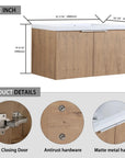 Floating Bathroom Cabinet with Sink & Soft-Close Doors - Ideal for Small Bathrooms color: Imitative Oak | size: 35 inch | combination: Separate Wash Basin