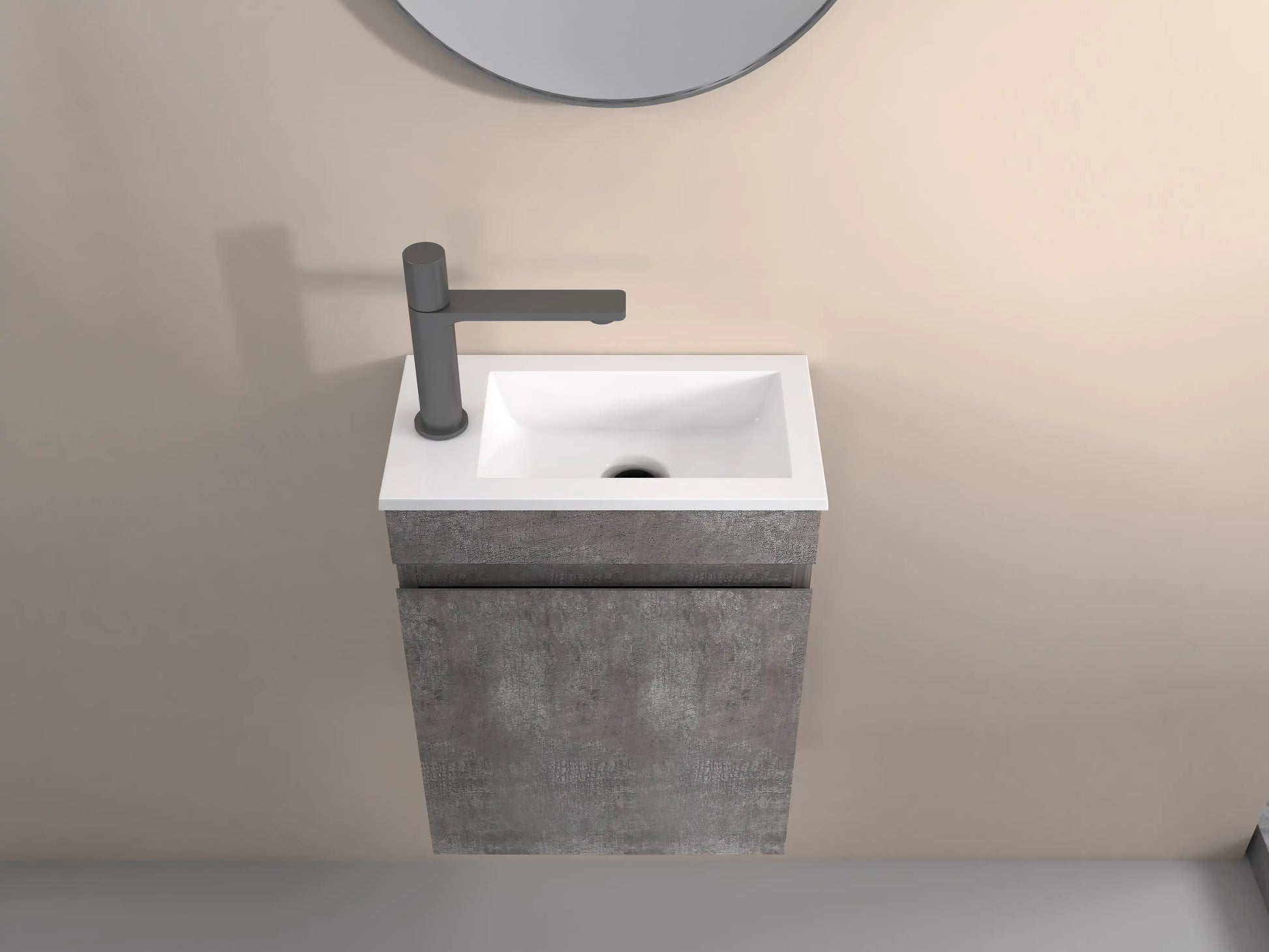 16" Birch Floating Bathroom Vanity with Resin Sink and Soft Close Doors color: Grey