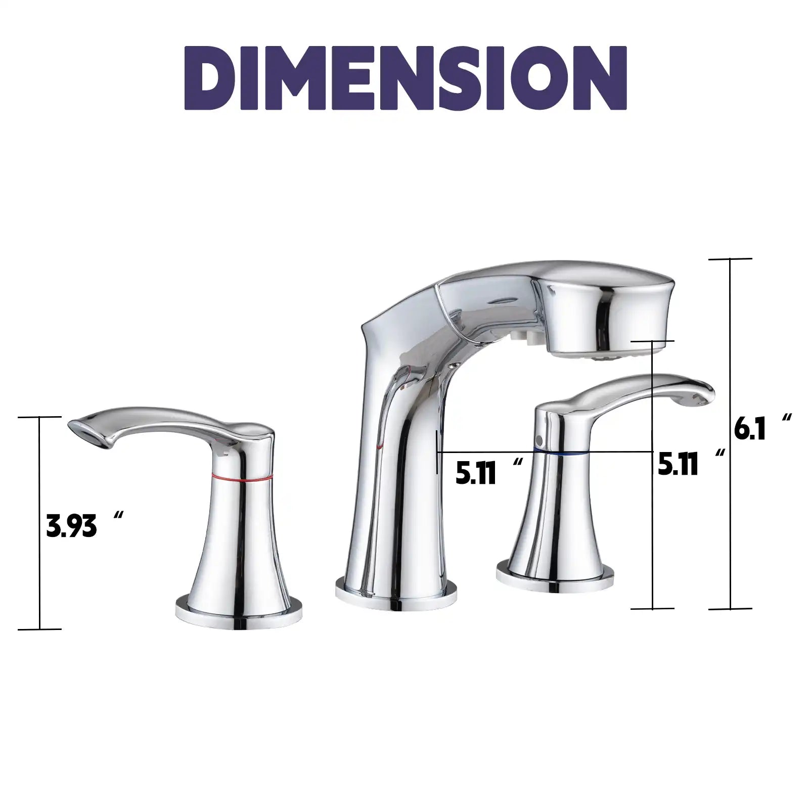 Harbor Series chrome pull-out bathroom faucet dimensions