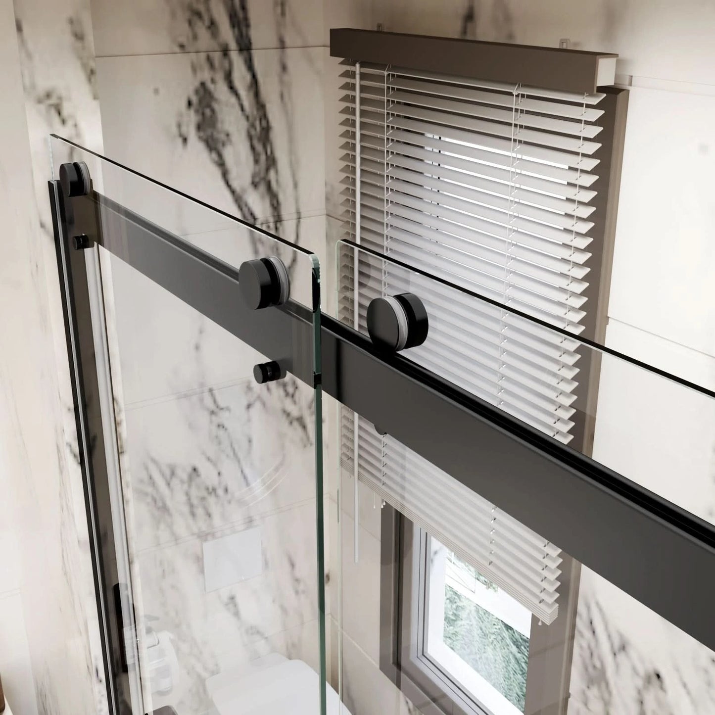 Sliding Glass Shower Doors Semi-Frameless color:matte black