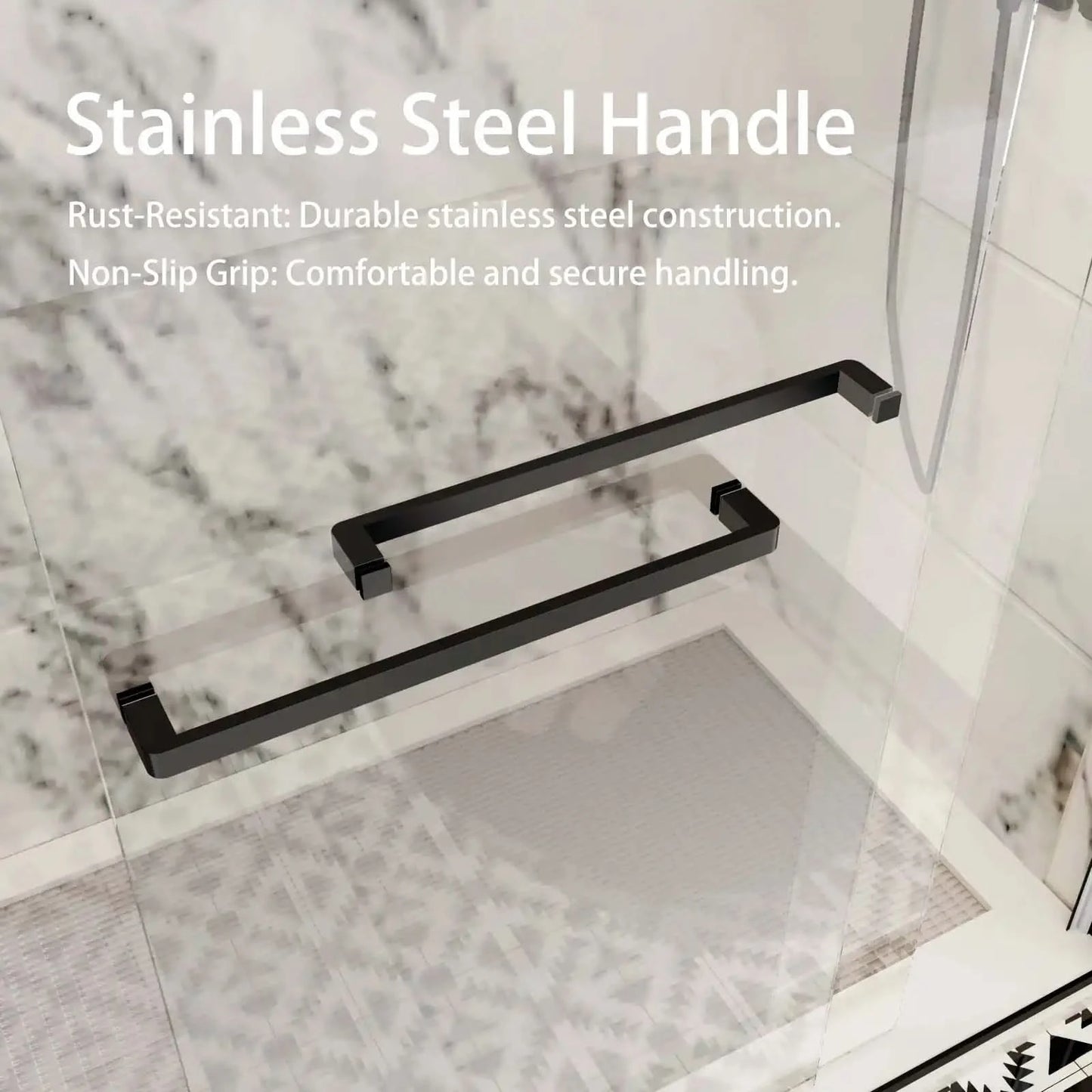 Sliding Glass Shower Doors Semi-Frameless color:matte black