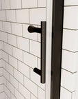 framed pivot glass shower door color:matte black 