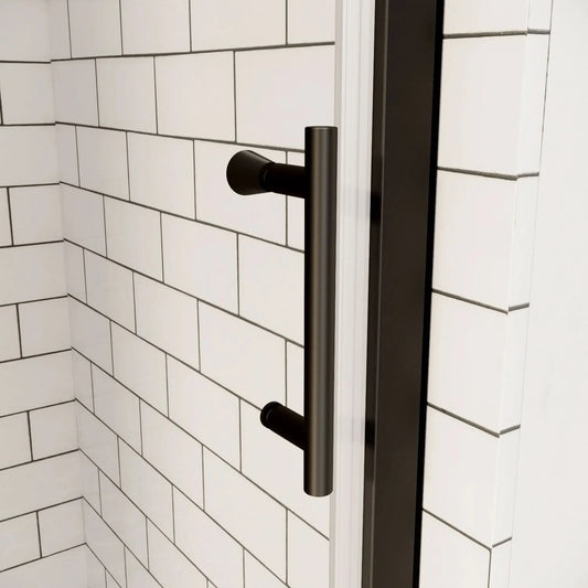 framed pivot glass shower door color:matte black 