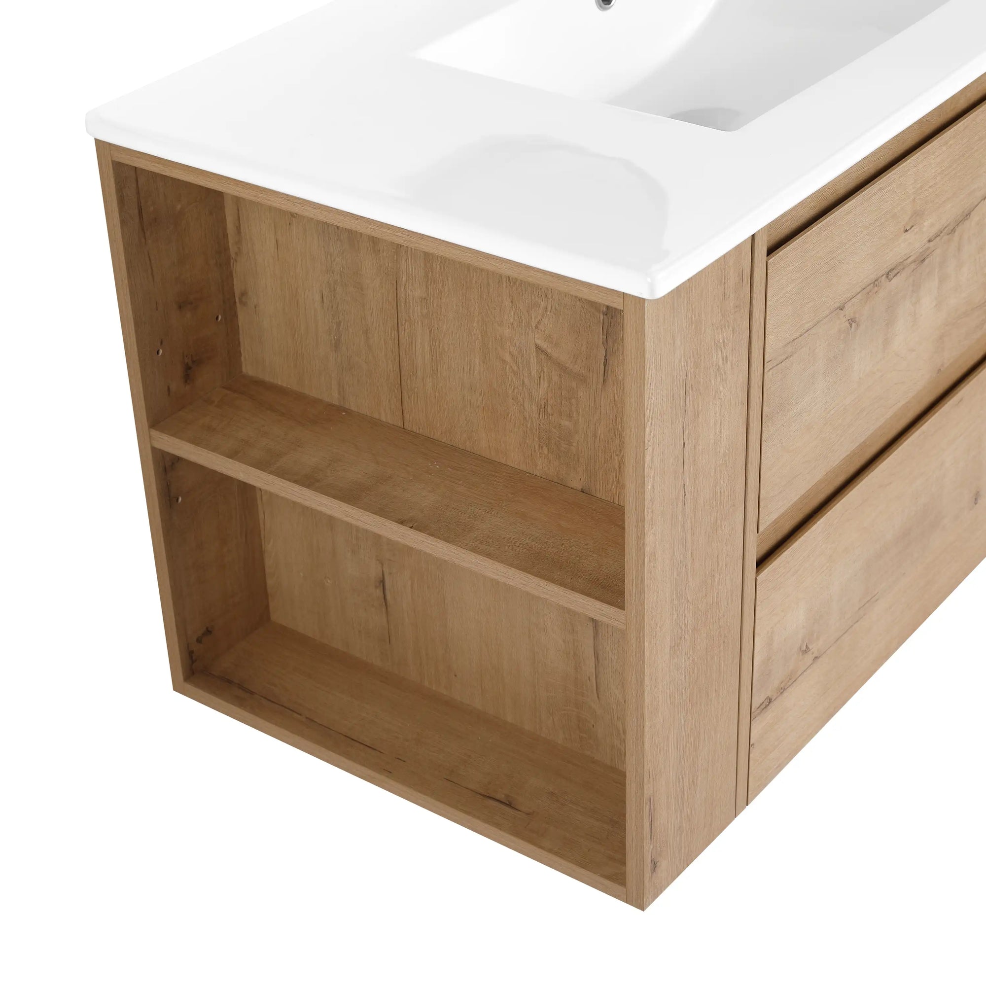 36" wall mounted bathroom vanity with adjustable side open storage shelves | Ace Decor
