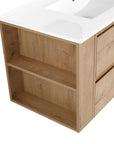 36" wall mounted bathroom vanity with adjustable side open storage shelves | Ace Decor