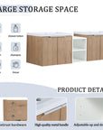 Monterey Series 60" Double Floating Bathroom Vanity in Imitative Oak with Side Cabinet and Integrated Sink