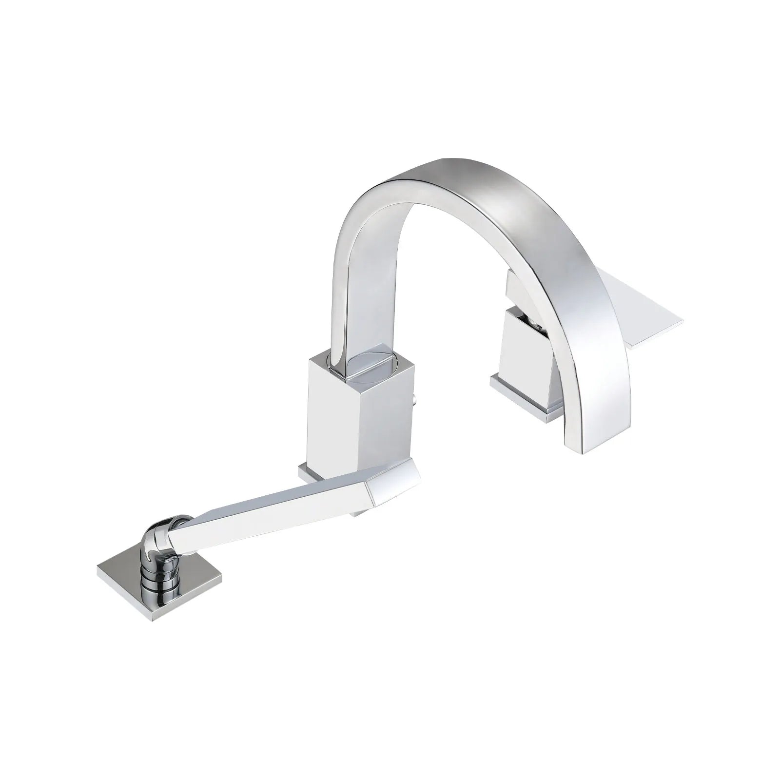 FLUNIX Chrome Brass Waterfall Roman Deck Mounted Tub Faucet Set with Hand Shower
