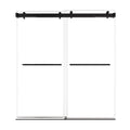 72 x 76 matte black sliding shower door with sleek frameless design and dual handles for modern bathrooms | Ace Decor