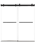 72 x 76 matte black sliding shower door with sleek frameless design and dual handles for modern bathrooms | Ace Decor