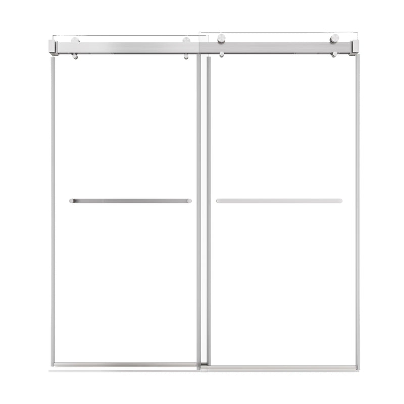 Verta Series 72" x 76" Double Sliding Frameless Shower Door with 10mm Tempered Glass - Brushed Nickel