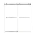 72 x 76 brushed nickel shower doors frameless design with dual glass panels and minimalist towel bar handles | Ace Decor