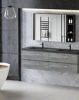 59/71" Grey Modern Floating Bathroom Vanity with Double Black Quartz Top & Soft Close Drawers color: Grey