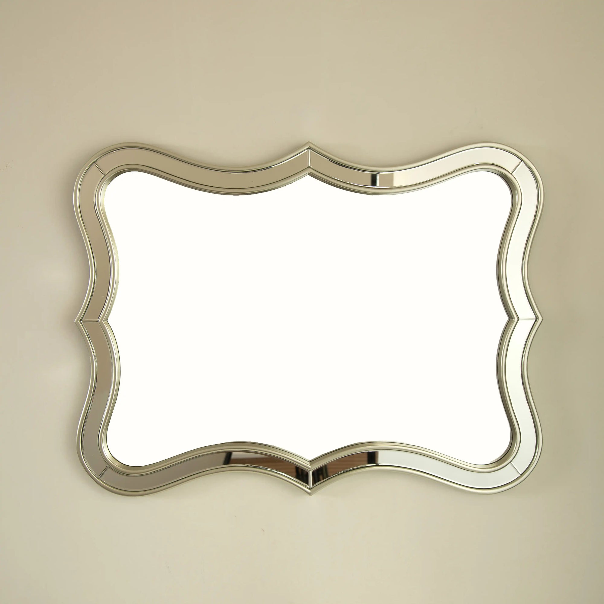 Full front view of the 32&quot; x 24&quot; rectangular modern mirror with elegant curved silhouette | Ace Decor