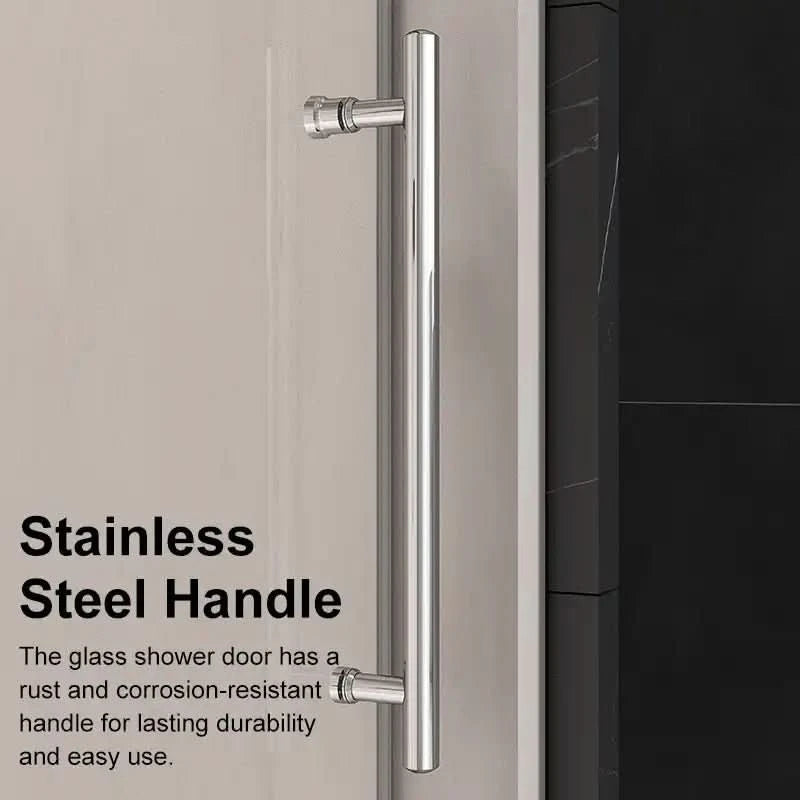 Gorgeous Single Sliding Frameless Shower Door With 3/8 Inch Clear Glass color:chrome