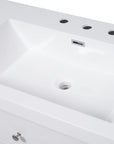 Close-up of white SMC bathroom sink with smooth surface and modern rectangular design | Ace Decor
