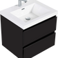 Floating Bathroom Vanity with Resin Top Basin & Soft Close Drawers - Modern Wall-Mounted Storage Cabinet color: Black