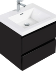 Floating Bathroom Vanity with Resin Top Basin & Soft Close Drawers - Modern Wall-Mounted Storage Cabinet color: Black