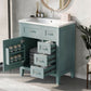 bathroom cabinet with drawers color:green