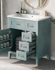 bathroom cabinet with drawers color:green