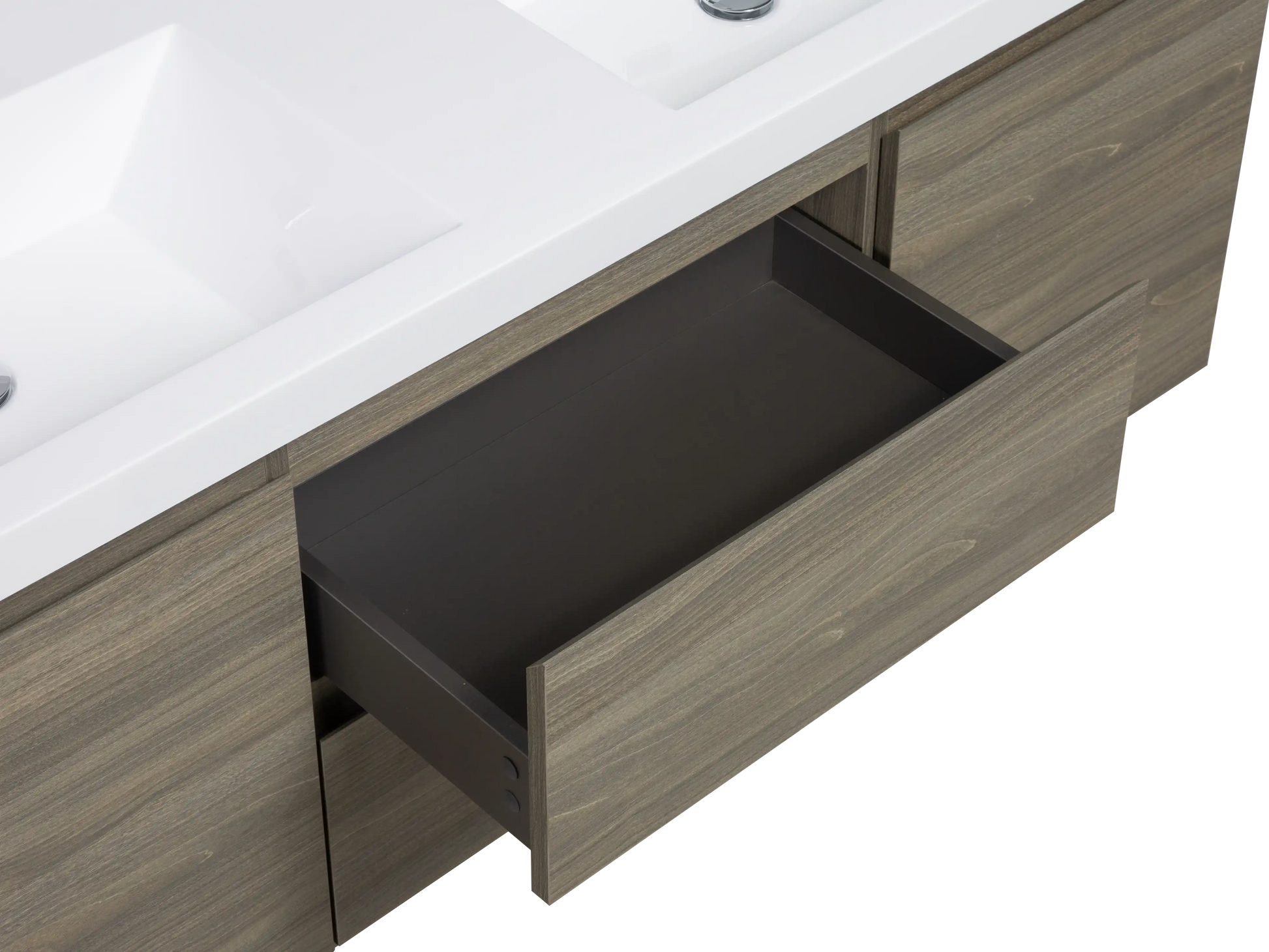 Modern Floating Bathroom Vanity with Resin Top Basin & Soft Close Drawers - Wall-Mounted Storage Cabinet color: Ash Grey