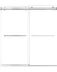 76 x 76 chrome sliding shower doors for walk-in shower with frameless modern design and dual towel bar handles | Ace Decor