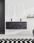 48 Inch Wall-Mounted Bathroom Vanity with Double Sink & Vanity Tops pattern: Tetris