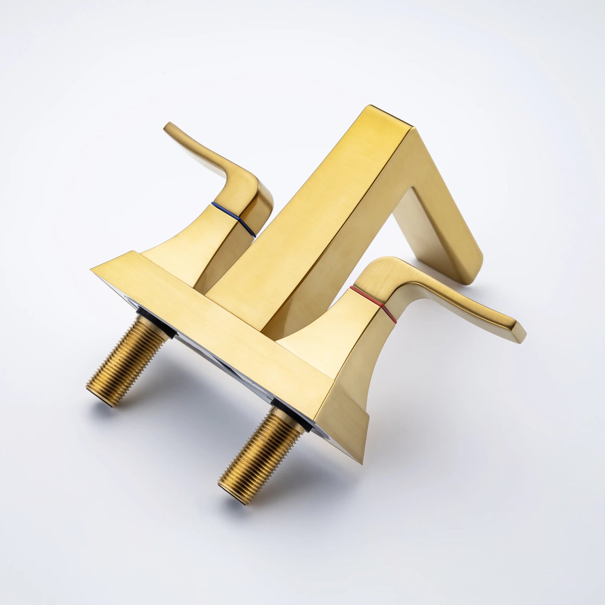 Aurora Series Widespread Bathroom Sink Faucet in Brushed Gold