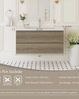Oakmere Series 42" Ash Grey Bathroom Floating Vanity with Resin Sink & 2 Soft-Close Drawers