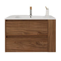 30" bathroom vanities brown wall-mounted vanity with double drawers and integrated sink | Ace Decor