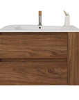 30" bathroom vanities brown wall-mounted vanity with double drawers and integrated sink | Ace Decor