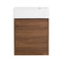 18" small makeup vanity front view with ceramic sink and walnut cabinet | Ace Decor