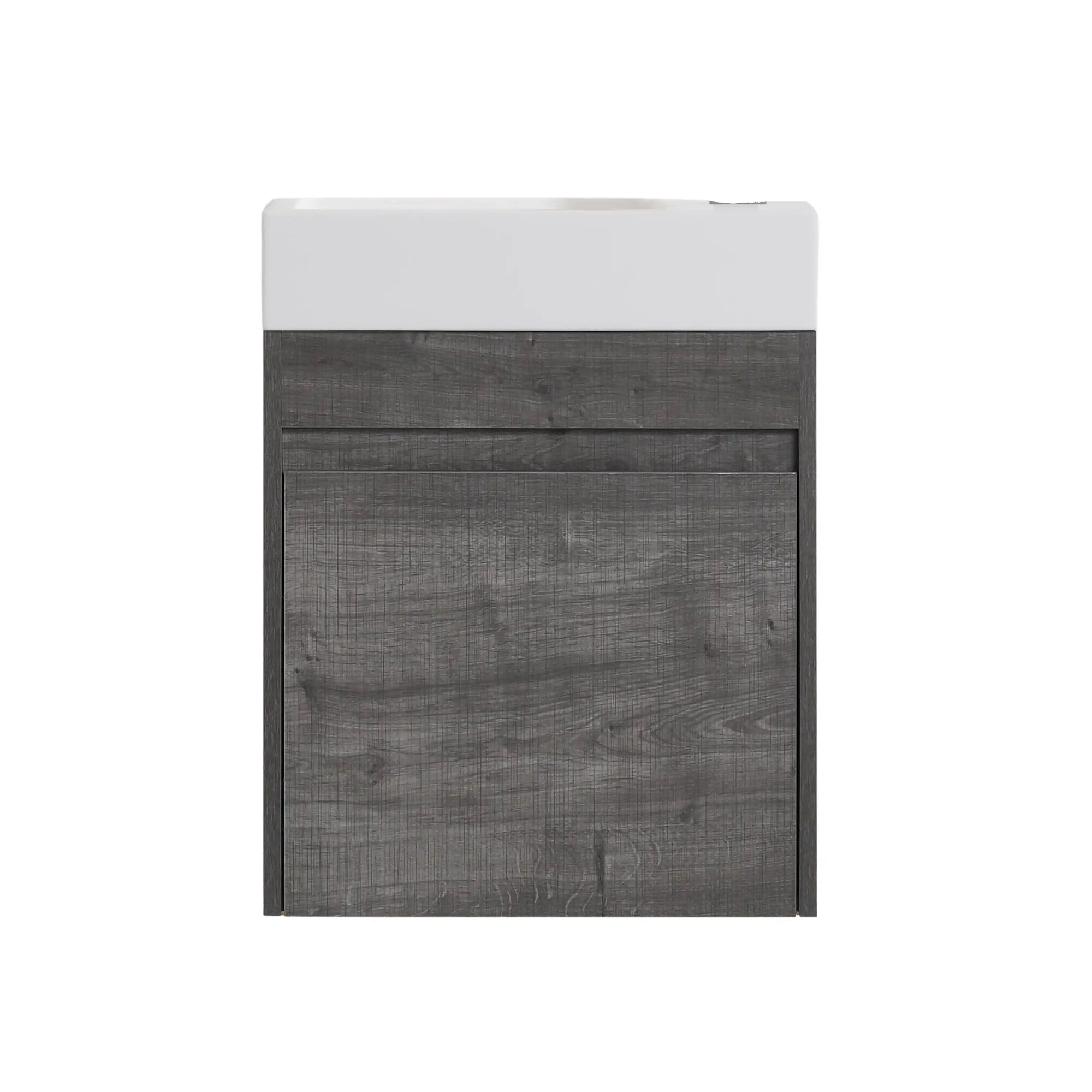 Aeris Series 18" Wall-Mounted Bathroom Vanity with Integrated Sink, Plaid Grey Oak