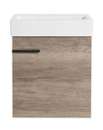 19" bathroom vanity space saver with ceramic sink in rustic oak, front view | Ace Decor