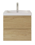 Oakmere Series 24" Natural Oak Bathroom Floating Vanity with Resin Sink & 2 Soft-Close Drawers