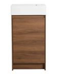 18" small bathroom vanity with sink front view in modern walnut finish | Ace Decor