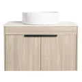 30" bathroom vanity with vessel sink 30 inch front view with cylindrical white basin and wall-mounted oak cabinet | Ace Decor