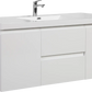 Modern Floating Bathroom Vanity with Resin Top Basin & Soft Close Drawers - Wall-Mounted Storage Cabinet color: White